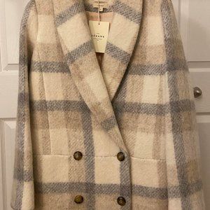 Sezane James Coat - Beige Grey Checks